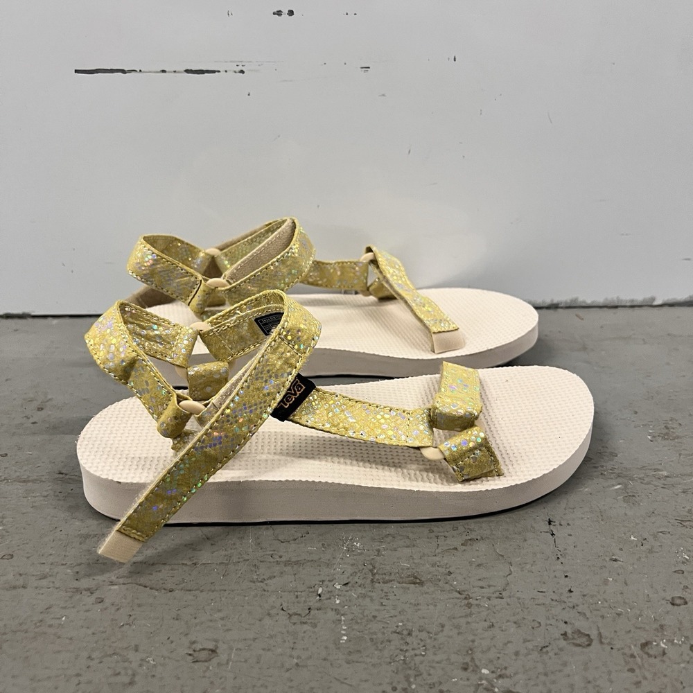 Teva Original Universal Yellow Glitter Strap Sandals Women's Size 4 Sparkly